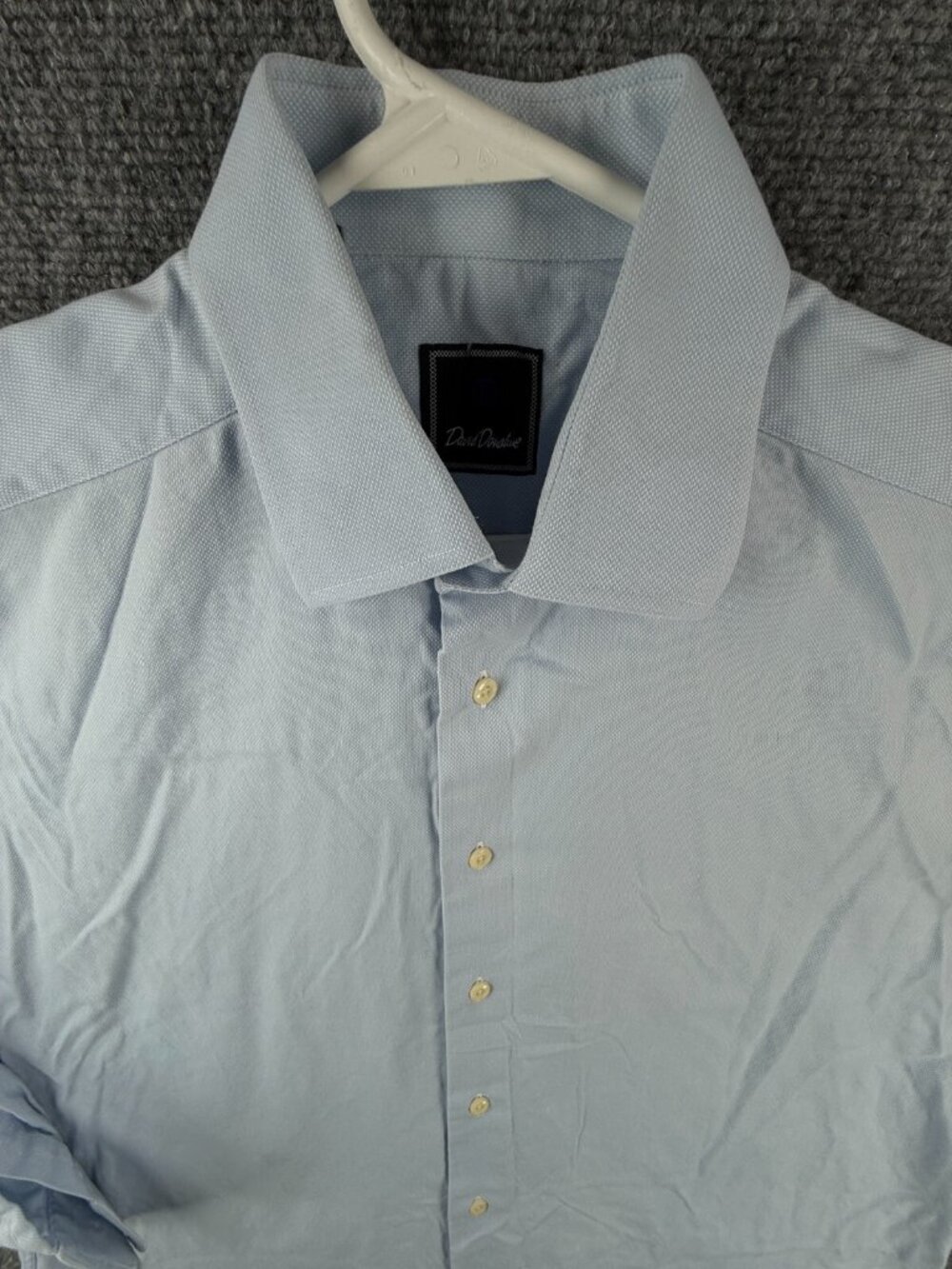 David Donahue Men Button Up Dress Shirt Long Sleeve Cotton Blue 16.5 32/33 ****